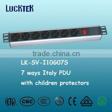 7 Ways rack Italy PDU with children protector,rack mount power