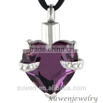 amethyst stone 316l stainless steel urn cremation ashes pendant