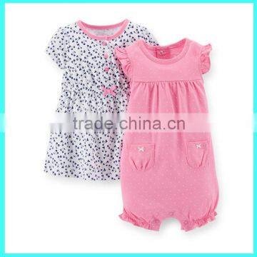 New arrival baby romper 2 pcs suit 2 piece dress sets rompers for girls