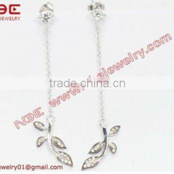 Israel design artisan crafted 925 silver earrings jewelry, long dangle silver earrings,light weight cheap price,AAA grade cz