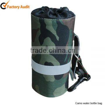 600D camo travel bag with water bottle holder