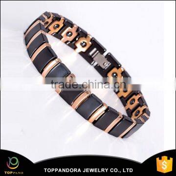 Wholesale factory price black ceramic gold plated energy jewellery ceramic bracelet mans