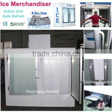 Gas station bagged ice freezer ice merchandiser with glass door