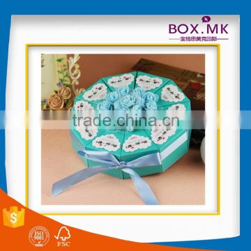 Wholesale Best Selling New Design Good Quality Blue Ribbon Paper Wedding Souvenirs Box