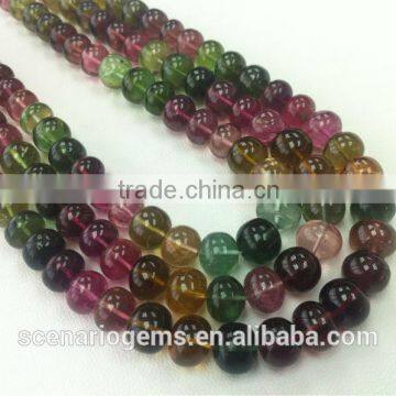 #EMZ582 Natural Multi-Color Plain Roundel Gemstone beads Tourmaline Necklace