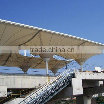 PTFE or ETFE coated Tensile fabric architecture awning for Railway station covering and terminal roof system