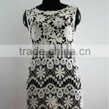 Sleeveless floral Embroidery Crochet Lace Dress