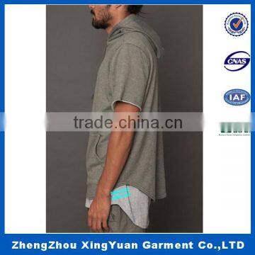 OEM cheap clothing pullover custom men plain half sleeve hoodies wholesale