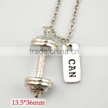 Weightlifting Barbell Weakness Is a Choice Charms Sports Gym Necklace photo-5