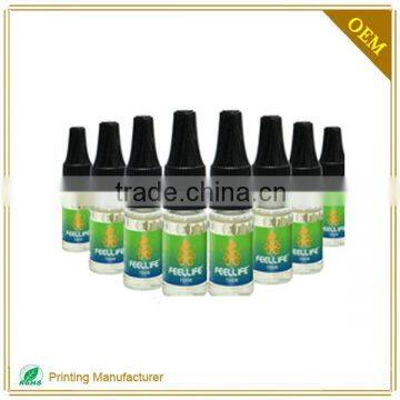 OEM 2016 hot sale E-cigarette liquidl bottle label with free sample