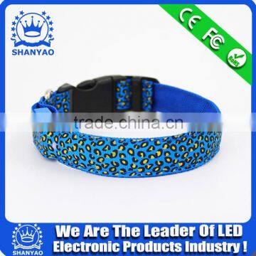 2015 Hot Selling Christmas LED Electronic Dog Collar With Leopard