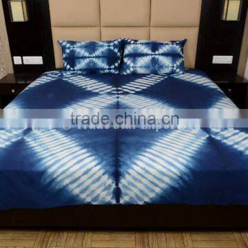 Indian Cotton Hand Dyed Shibori Bedspread Ethnic Tie Dye Bedding With Two Pillow Covers Boho Throw