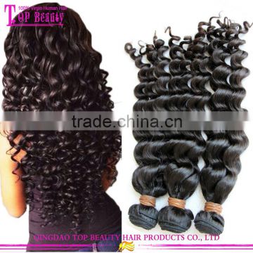 Double drawn 100% virgin real brazilian hair weft cheap deep wave human hair weft