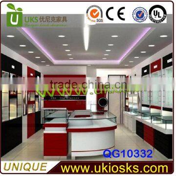 Optical wood tempered glass display showcase for eyewear store