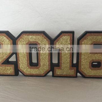 Wooden Arabic number with glitter Home adorns products Decoration on desk new year gifts in window