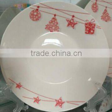 Christmas dinner plates and cutlery ,ceramic white plates,printing on ceramic plate