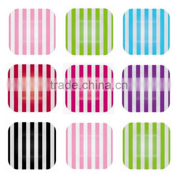 wholesale 2400 x boutique partyware Pink Candy Stripe Square Party Paper Plates 18.5cm Red Black Green raspberry Blue ,Free Ship