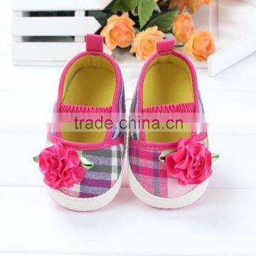 Newest selling kids latest dress shoes western pink flower baby shoes