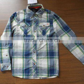 Custom Kids Boys Stylish Outdoor Outwear brushed Cotton Plaid long Shirt