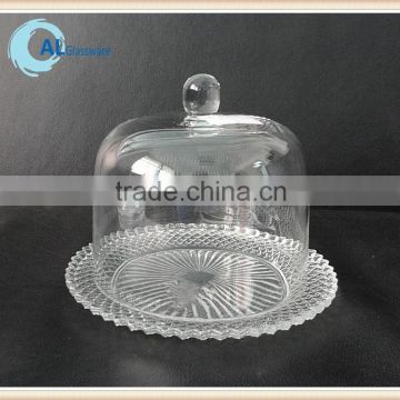 clear glass cake stand cake plate with dome