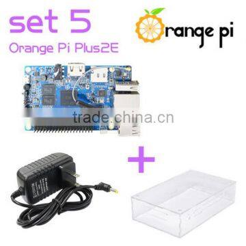 Orange Pi Plus 2E SET5: Pi Plus 2E + Power Supply +Transparent Acrylic Case Support Ubuntu Debian Beyond Raspberry