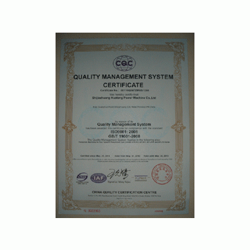 Quality Management System Certificate