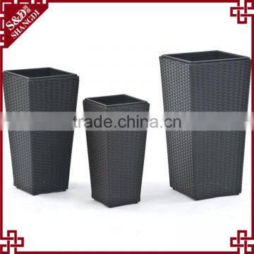 Set of 3 Outdoor Patio Decor Resin Wicker Woven Flower Planter Garden Pot photo-2