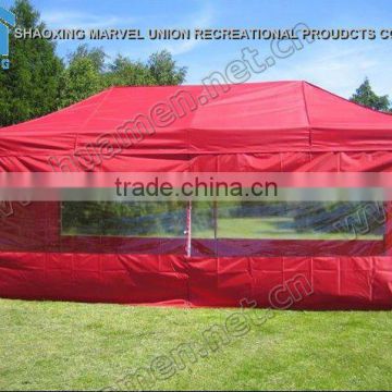 UV resistant red polyester foldable tent with windows 3x6m