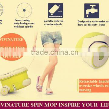 Vivinature Retractable Pole Rolling Spin Mop Two Wheels 360 Magic Two Mop Heads With Power Saving System photo-2