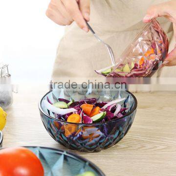 vintage hand blown glass bowl thick glass bowl depression glass bowl