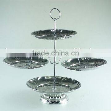 stainless steel hot new portable decorative fruit and cake plate with 4 layers