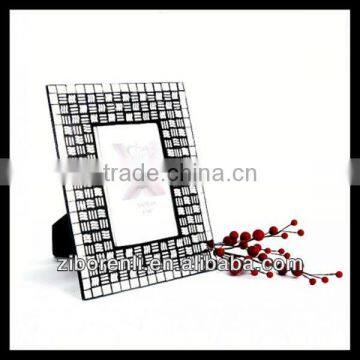 Modern Art Decor Black With Silver Antique Ornate Glass Mosaic Photo Frame Hang for Room photo-5
