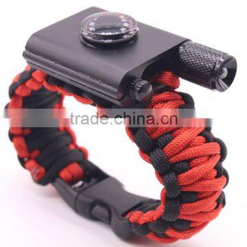 Newest Design Outdoor Survival Compass Paracord Bracelet With LED Light photo-2