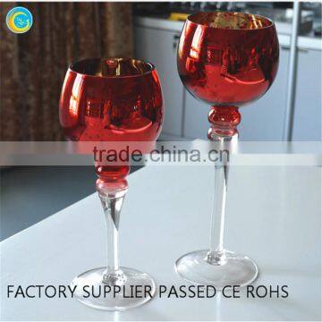 Red glass candle holder with goblet