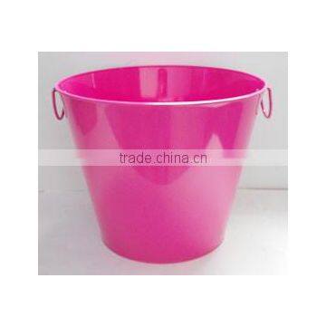 Large Metal Round Bucket in Red Color