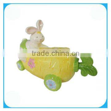 Cute Ceramic Easter Decoration In Rabbit And Radish Design