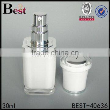 30ml 60ml 120ml Luxury Acrylic Pump Lotion Bottle Custom White Color Square Shape Cosmetic Plastic Bottle With Pump photo-6