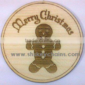 Gingerbread Man Wooden Coaster, laser Engraved