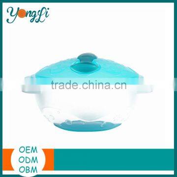 Baby Silicone+PP Feeding Suction Bowl With Cover/Lid and Spoon Fork Anti Slide photo-2