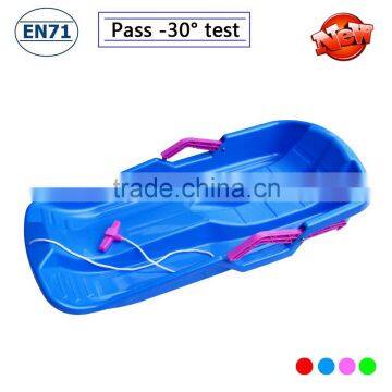 Professional hot selling child 75cm snow slide plastic tobaggon snowboard one seat with brake