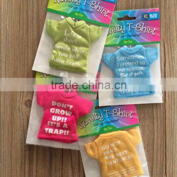 hot supermarket retail mini cotton t-shirt freshener on alibaba website