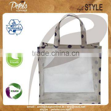 See Through PVC Indian Bags With Jute Sides - Made From Thick PVC & Laminated Jute photo-6