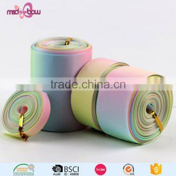 Custom Wholesale 3 Inch 75mm Printed Striped Rainbow Grosgrain Ribbon photo-2