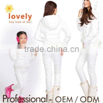 white two-piece coat and pant for girls and mother matching clothing