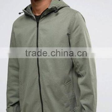 2017 Xinlan High Quality New Design Adjustable Toggle Hood Durable 100% Cotton Khaki Running Casual Men Jacket With Hood photo-3