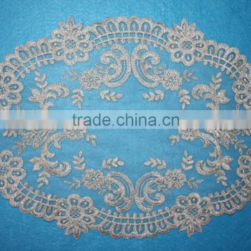 High quality hand bead pearls embroidery designs metallic sequin shiny lace table cloth