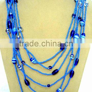 Multi chain bead necklace