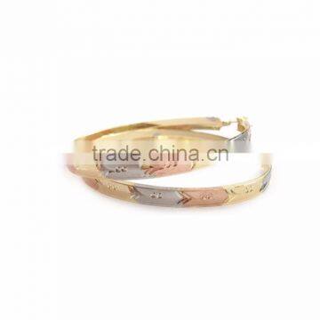 6 MM gold plated tri color earrings