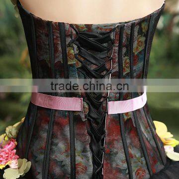 MGOO High End Black Puff Ball Prom Dress Beautiful Black Maxi Dress With Colorful Flowers Vestidos YDYS15B0018 photo-6