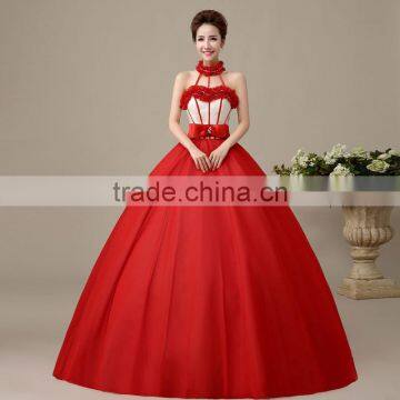 MGOO Dream Red Color Chinese Style Fairy Dancing Dress Halter Puff Prom Dress For Ladies L000122 photo-2